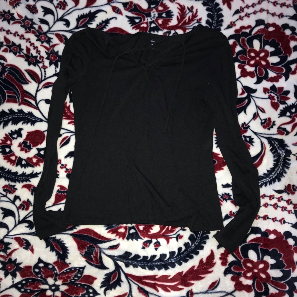 Black tie up shirt
